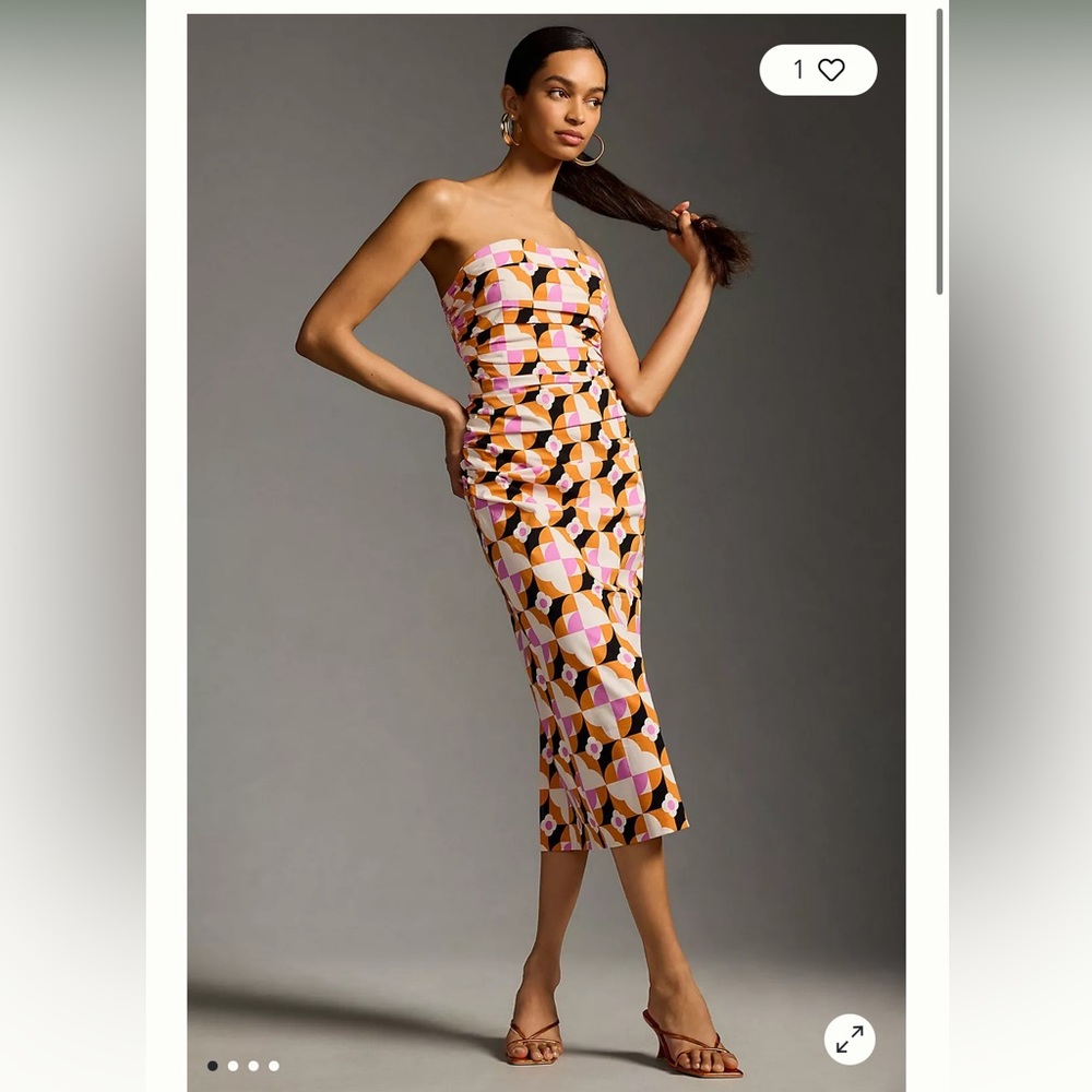 Printed Strapless Slim Ruched Dress